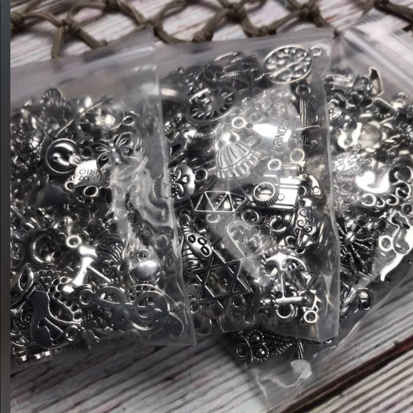 100 Tibetan Silver Tone Charms Mixed Lot Grab Bag - Picture 3 of 12